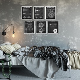 BigWig Prints: Star Wars Blueprints - Star Wars Poster, Starwars Wall Decor, Starwars Posters for Walls, Deathstar, Millennium Falcon, X Wing, Tie Fighter, AT-AT Gifts - Unframed Set of 6 (8x10)