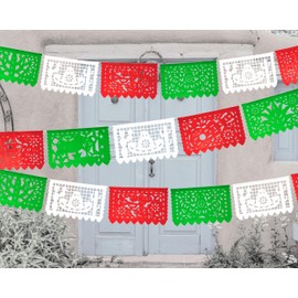 Mexican party decorations, Mexican Independence Day Papel Picado Banner, Mexico Decorations, Mexican Independence Day Decorations, Green, red, white Mexican Banner 5 pk|Tissue paper