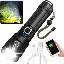 Swanlake Rechargeable Flashlights High Lumens XHP70 Super Bright Tactical Flashlight 10000 Lumens with Output Function Zoomable IPX6 Waterproof Powerful Flashlight for Camping
