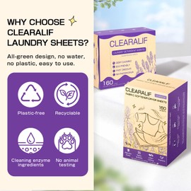 CLEARALIF All in One Laundry Detergent Sheets Kit, Lavender Scent, 160 Loads Laundry Sheets + 160 Drying Sheets, Laundry Set Great for Travel, Softener Sheets Eco Package Friendly & Hypoallergenic