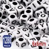 Alphabet Beads Acrylic Letter, 6 x 6mm Cube Square 1280