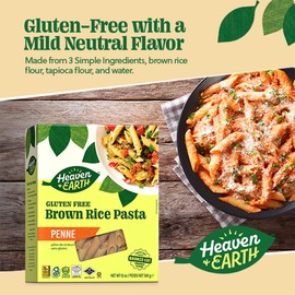 Heaven & Earth Brown Rice Gluten Free Penne, 12oz (3 Pack) | Whole Grain | Gluten Free Pasta | Amazing Texure - Tastes Like Regular