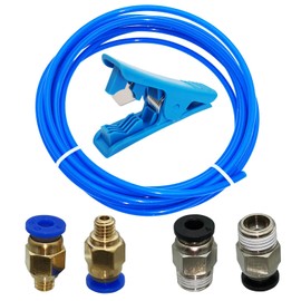 Teflon Tube 3 Meters, CESFONJER Blue PTFE Tubing with 2 Pcs PC4-M6 and 2 Pcs PC4-M10 with PTFE Tubing Fittings Cutter for PTFE Tube Push Fitting Connector 3D Printer 1.75mm Filament