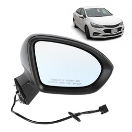 Motoforti 3Pin Right Passgener Side Mirror Replacement for Chevy Cruze 16-19 Sedan/Hatchback Power Door Mirror Assembly Non-Heated Glass Manual Fold Gloss Black Replace# GM1321541