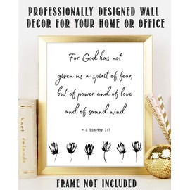 2 Timothy 1:7"For God Has Not Given us a Spirit of Fear, But of Power." Bible Verse Wall Print- Unframed 11 x 14 Print - Inspirational Gift for Family & Friends