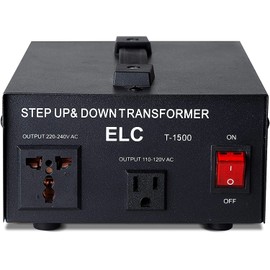 ELC T Series 1500 Watt Voltage Converter Transformer - Step Up/Down - 110v to 220v / 220v to 110v Power Converter - Circuit Breaker Protection, CE Certified [3-Years Warranty]