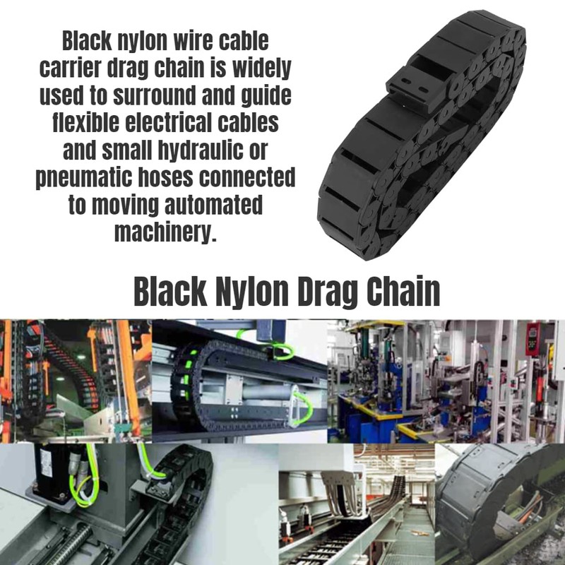 Hilitand 1Meter Drag Chain Black Cable Drag Chain Reinforced Nylon