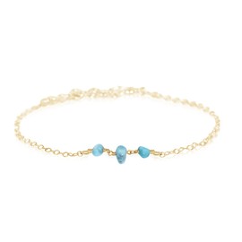 Larimar Beaded Chain Anklet in 14k Gold Fill