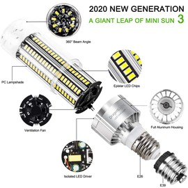DragonLight 54W Super Bright Corn LED Light Bulb (400 Watt Equivalent) - E26/E39 Mogul Base LED Lamp - 6500K Daylight 6,500 Lumens for Large Area Commercial Ceiling Lighting [Mini Sun 3]