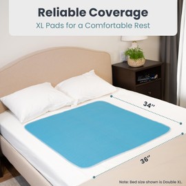 Bed Pads Washable Waterproof 34" x 36" (Pack of 2) - Incontinence Bed Pads for Adults and Kids - Heavy Absorbency Reusable Bed Pads - Chuck Pads - Waterproof Protective Pad for Bed