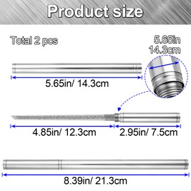 BEIQIYA 2pcs Stainless Steel Blade with Sheath, Portable Pocket Fruit Knife, All Steel Solid Handle Blade, Multipurpose Mini Knife for Travel Outdoor Camping Picnic Fishing Hunting- Silver