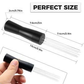 Yetaha Espresso Coffee Stirrer, WDT Tool Upgraded Coffee Powder Stirrer, 304 Stainless Steel Coffee Grounds No Sharp Needle, Black Needle Type Distributor Hand Stirrer Tool