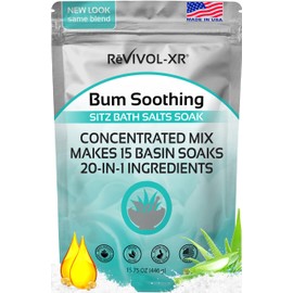 Sitz Bath for Hemorrhoids Soothing 20-in-1 Salts Mix + E Oils, 15 Soaks Concentrate for Toilet Seat Basin – Comfort Relief, Made in USA with Premium Natural Ingredients Including Aloe & Epsom Salts