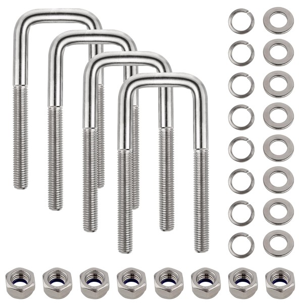 4 Set Stainless Steel Square U Bolt Kit for Boat