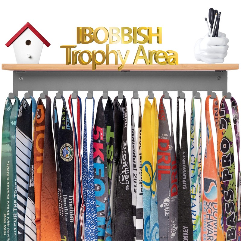 iBobbish Trophy Medal Holder Display Hanger Rack Frame Shelf,Medal Holder