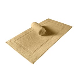 Canadian Linen Yukon Bath Mats, 2 Pack, 20”x34”, Lightweight Quick Dry Picture Frame Design Cotton Area Bathmats [Not Bathroom Rug] Soft Shower Towels Set, Absorbent Floor Mat, Washable Tub Mat, Beige