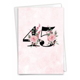 NobleWorks - 45th Milestone Anniversary Greeting Card with 5 x 7 Inch Envelope (1 Card) Floral Couple 45 C10477MAG