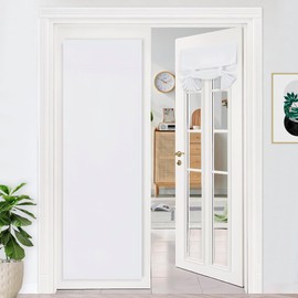 DWCN French Door Curtains, Thermal Block Light Tricia French Window Panel Room Darkening Door Curtain with Adhesive Tape for Sidelight Blackout, Set of 1 Panel 26 x 72 In Long, Greyish White