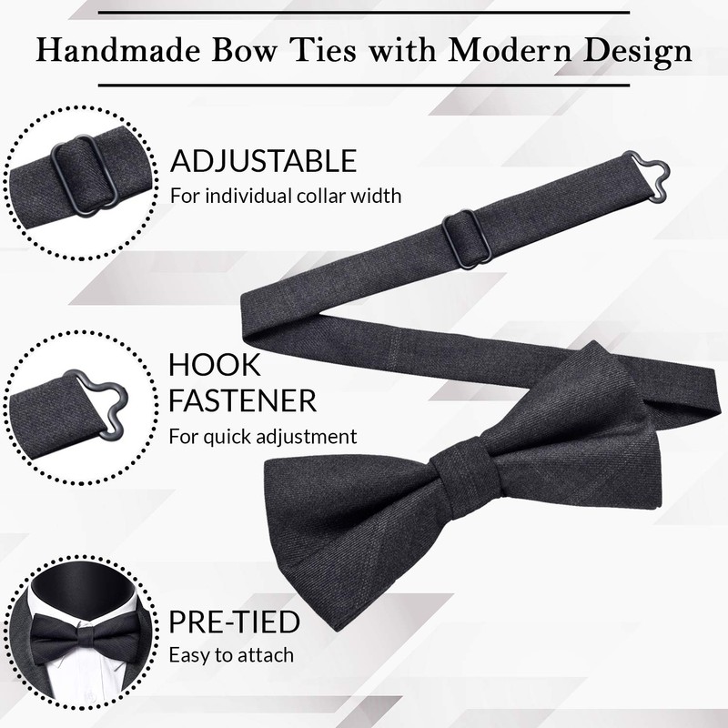 MASADA Mens Checked Bow Tie Pre-Tied Fully Adjustable Handmade with