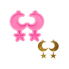Angel Wings Shiny Glossy Moon and Star Shape Resin Silicone Mold Epoxy Resin Mold for DIY Earrings/Key-Chains/Necklace Jewellery Pendant Making Craft