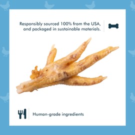King Lou Pets - Whole Chicken Feet for Dog - Dog Treats Small Dogs to Large Dogs - USA-Made Dehydrated Chicken Feet for Dog Treats -Collagen, Glucosamine, Chondroitin for Hip and Joints - 10 Count
