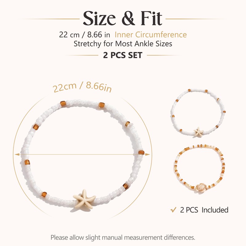 Fesciory Shell Ankle Bracelets for Women, Gold Plated Boho Beach