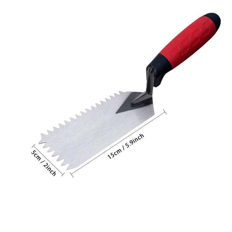 ESreake 5Pcs Square Notched Trowel Set,Stainless Steel Concrete Trowels Margin