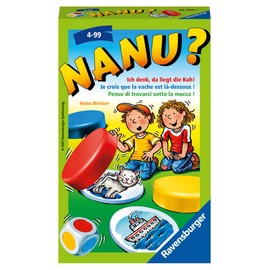 Ravensburger 23063 - Nanu? Mitbringspiel für 2-4 Spieler, Merkspiel ab 4 Jahren, kompaktes Format, Reisespiel, Würfelspiel