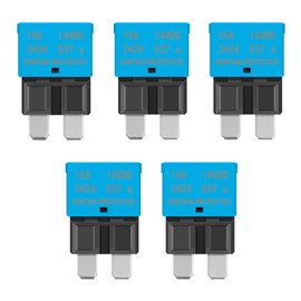 Auto Reset 15A Blade Fuse - Replace Standard 15Amp ATC/ATO Fuses, 14VDC Waterproof Circuit Breaker for Cars, Trucks, Boats, and RVs (Pack of 5)