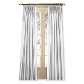 Marquee Faux Silk Pinch Pleat/Back Tab Lined Curtain, 1 Panel, 108-inch, White