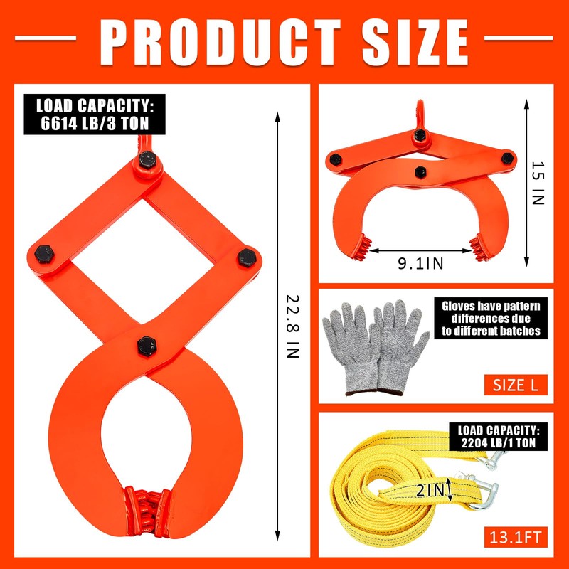 3T/6615 LBS Truck Pallet Puller Clamp Kit Pallet Puller Clamp