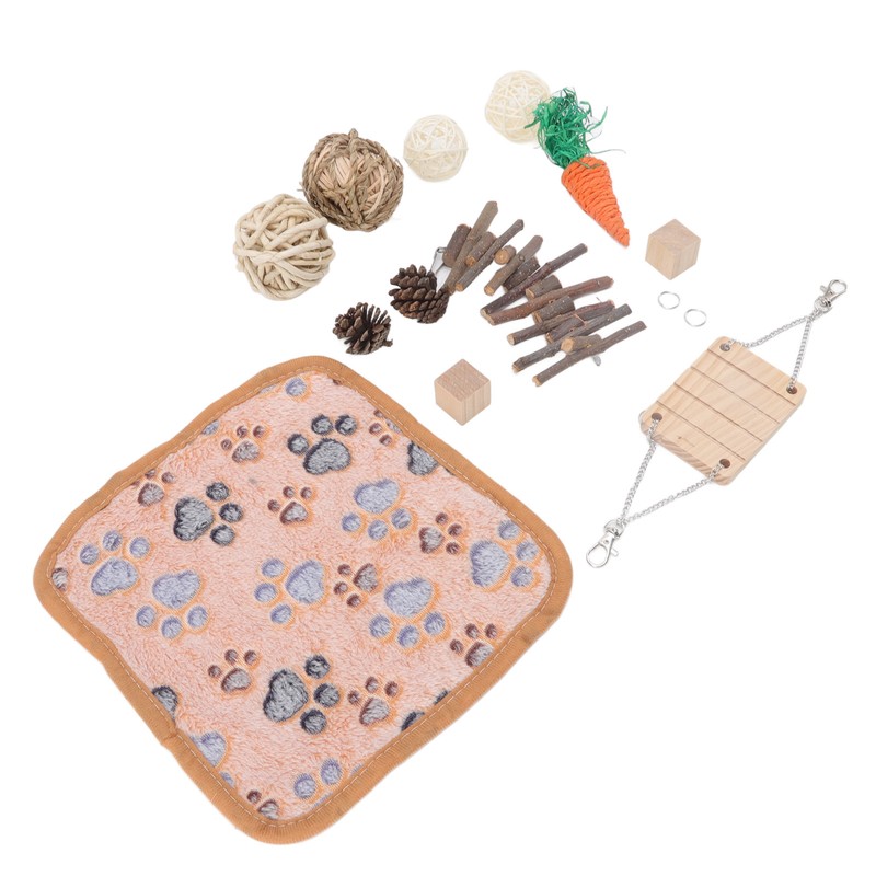 12Pcs Hamster Toy Set Natural Safe Hand Woven Teeth Grinding
