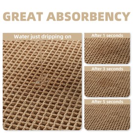 Upgraded Waffle Bath Mat Non Slip Super Absorbent Quick Dry Bath Mats for Bathroom Floor Machine Washable Bathroom Mat Ultra Soft Boho Bathroom Rugs with Tassels Beside Tub, 17" x 24", Brown