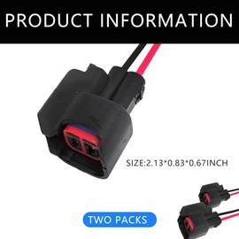 Pack Of 2 Ev6 Ev14 Car Fuel Injector Connector,Fuel Injector Harness Connector With Wire Suitable For Most Cars Parts （Black）