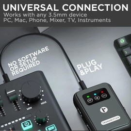 Reloot Wireless IEM Adapter with Lossless Audio, 50ft Range, 12-Hour Battery Life, and Ultra-Low Latency - Perfect for Free Movement Sound Experience, Small, Black, RL-IEM-W1