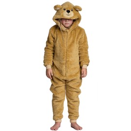 Wunsy Kid's Onesie Fully Super Soft Teddy Bear All-in-One Fleece Sleepsuit Pyjamas In Boys or Girls Ages 6-7 Years Bear36