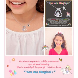 UNGENT THEM Initial N Unicorn Necklace Little Girls Jewelry Unicorn Gifts for Girls 6 8 5 7 9 10 12 Back to School Birthday Christmas Valentines Day Gifts for Girls