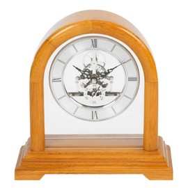 WILLIAM WIDDOP Skeleton Movement Wooden Mantel Clock 28cm