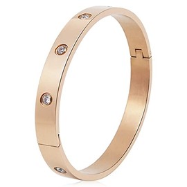 Love Bangle Bracelet for Women, Luxury Gold-Plated Stainless Steel, Simple Style , Stainless Steel
