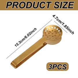 lasuroa 3pcs Tea Bag Squeezer Tongs, Stainless Steel Strainer Spoons Teabag Clips Tool Practical Strainer Tea Accessories (Black, Gold, Silver)