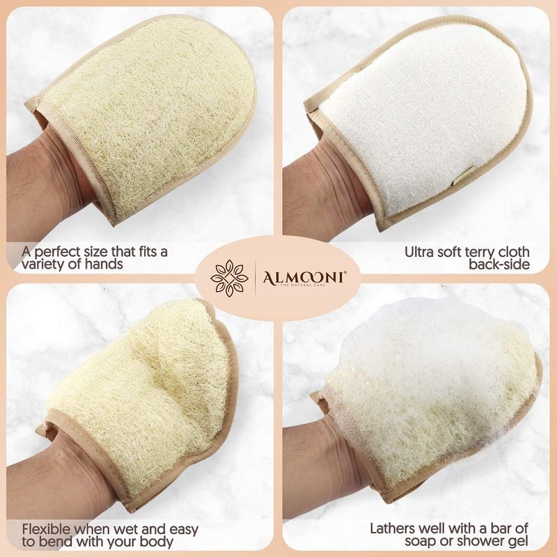Premium Exfoliating Loofah Glove Pad Body Scrubber. Our Mitt Gloves