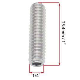 OZXNO 20pcs Allen Head Screw 1/4-20x1 Hexagon Hex Socket Set Screw 304 Stainless Steel Full Thread Cup Point Grub Screws