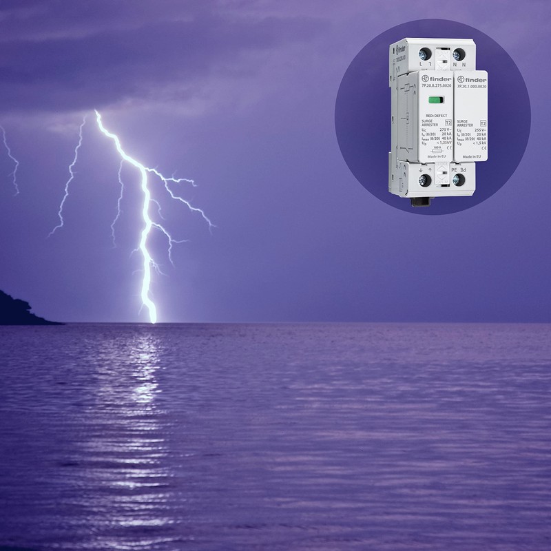 Finder Series 7P Surge Protector SPD tipo-2 1 Varistor +