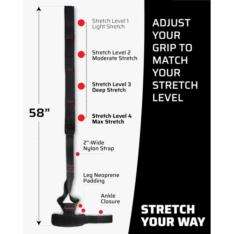 THEFITGUY Quads Stretch Strap with Ankle Support – Deep Quadriceps