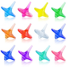 SPRMUD Children’s Acrylic Spinning Tops Gems Toys, Colorful Durable Shiny Crystal Small Tops for Boys Girls Kids Game in Family/Party/School/Kindergarten Game/Reword/Gift/Education (12 PCS)