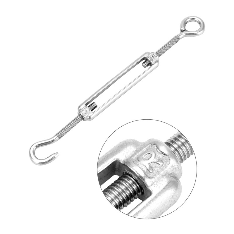 QWORK® Pack of 10 M5 Turnbuckles 304 Stainless Steel, Adjustable