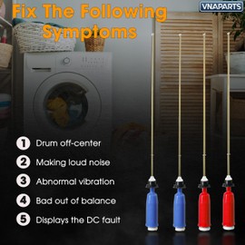 Upgraded WH16X10158 WH16X10159 Washer Suspension Rod Set 4PCS, For GE Hotpoint GTWN4250D0WS GTWN4250D1WS HSWP1000M3WW HTWP1400F1WW Washer Parts Suspension Rod and Spring Assembly Washing Machine