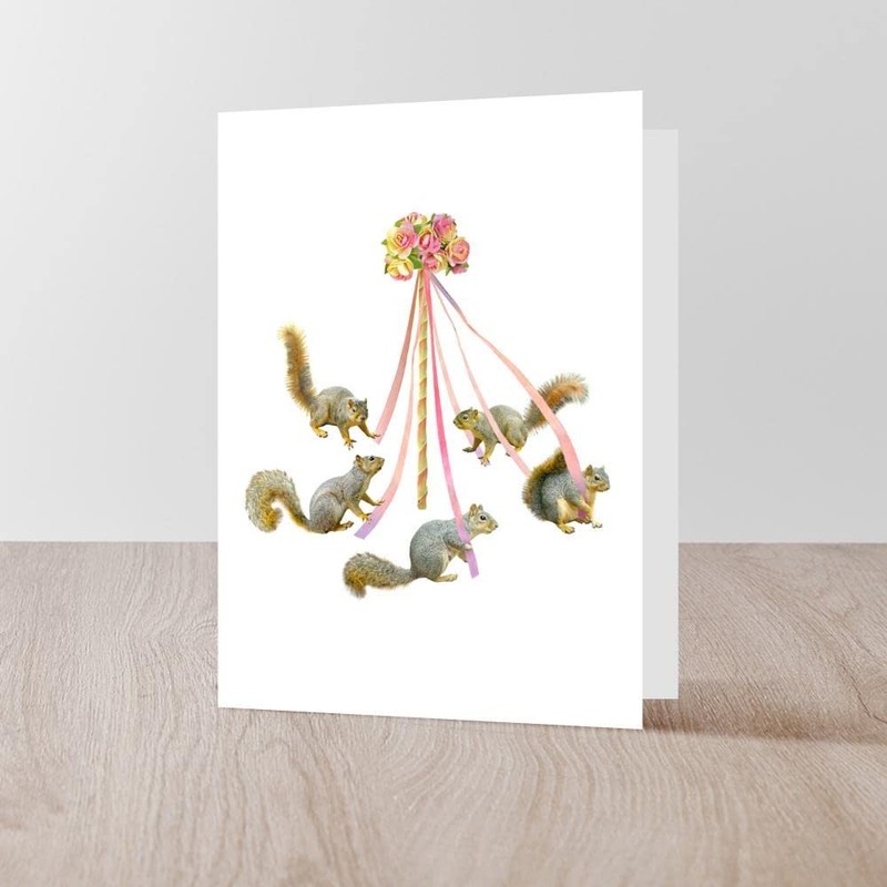 CafePress May Day Squirrels Folded Greeting Card Matte