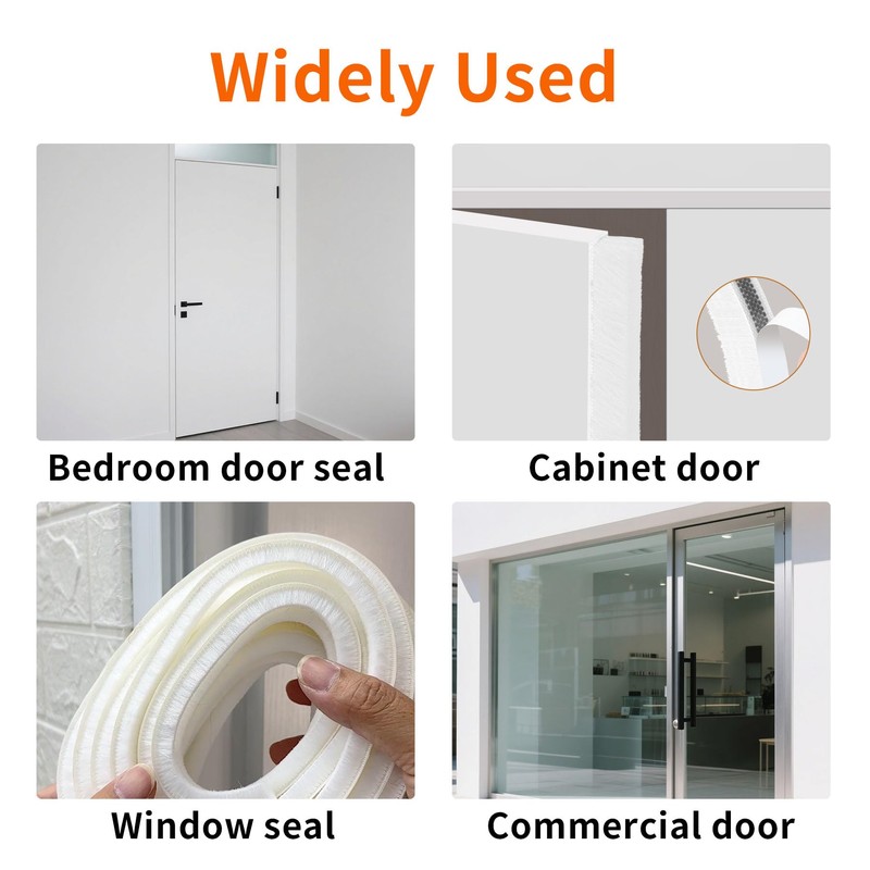 Brush Weather Stripping,0.35inx33Feet,Soundproofing Door,Window Insulation Seal,Energy Saver, Dust Proof, Adhesive