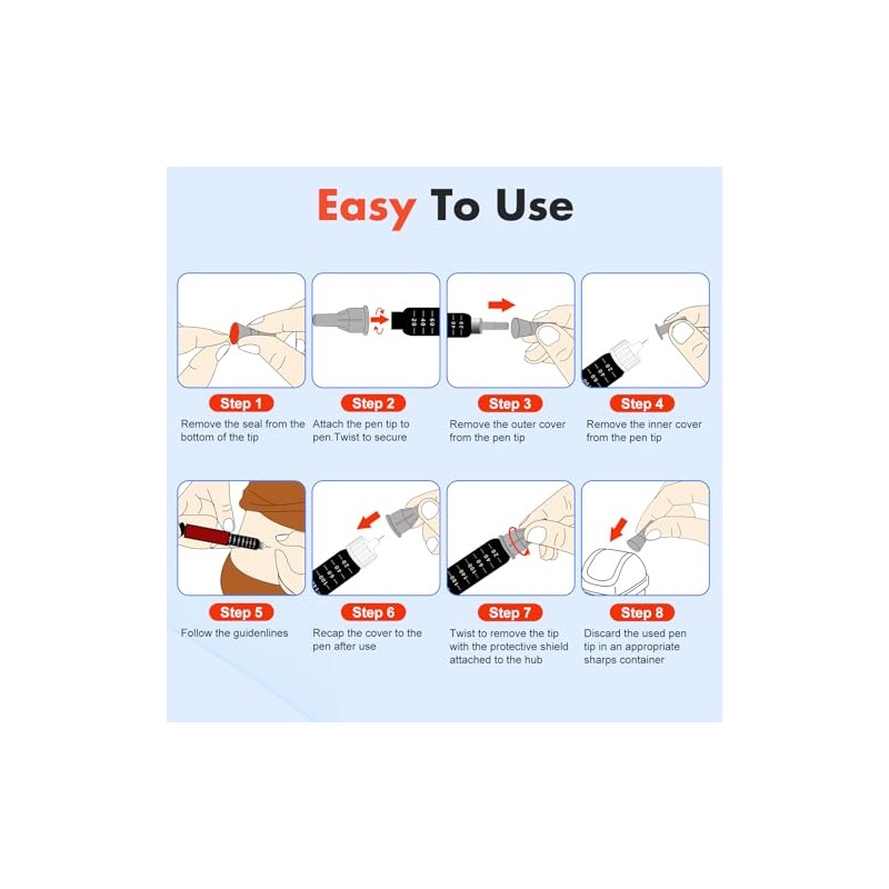Pen Tips 32G x 5mm(3/16") ，Universal Fit, Sterile，Ultra-Thin Wall Technology.